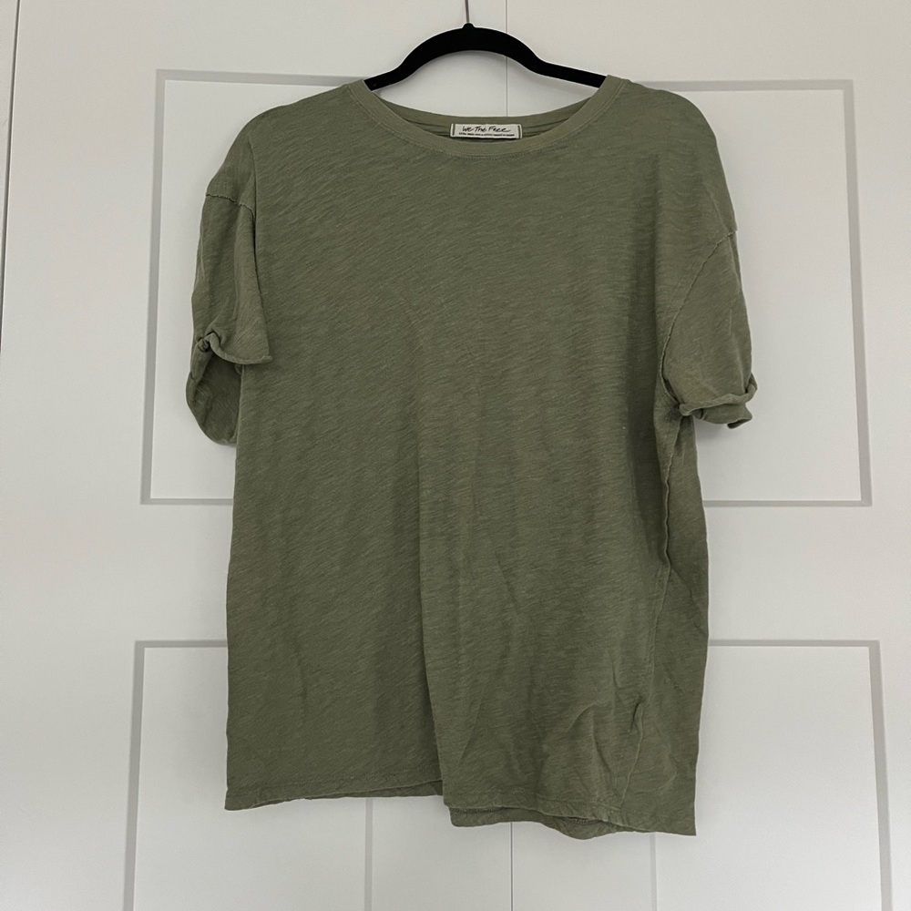 ❌SOLD❌We The Free Free People Size Xs Sage Green Clarity Ringer Tee Shirt - Picture 5 of 7